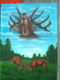 Airbrush mit Hirschen auf Kartonage